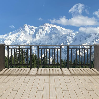 Maeklon Horizontal Deck Railing Kit, 40" H x 50" W Porch and Veranda Guardrail Kit, Heavy Wrought Iron Duty Deck Railing, Flat Railing Kit for Decks and Patios, Black