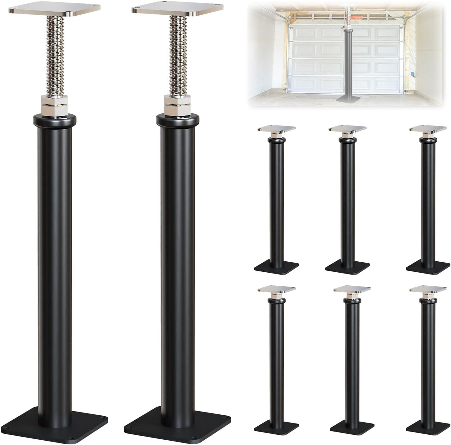 Maeklon 8 Pack Adjustable House Floor Jacks, Post Floor Jack for Leveling, 16.5-20.5 Inch Height Range, Screw Jacks for Basement, Porches, Roof Beams and Decks, 6,600 Lbs Capacity