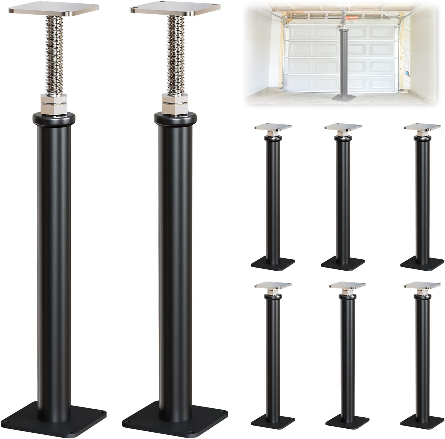 Maeklon 8 Pack Adjustable House Floor Jacks, Post Floor Jack for Leveling, 16.5-20.5 Inch Height Range, Screw Jacks for Basement, Porches, Roof Beams and Decks, 6,600 Lbs Capacity
