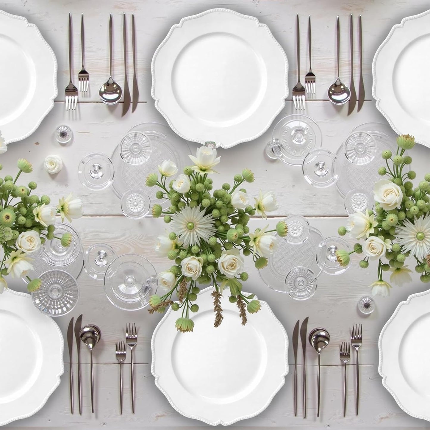 Maeklon 100 Pack White Charger Plates with Beaded Rim, 13 Inch Round White Chargers for Dinner Plates, Table Chargers for Table Setting, Wedding