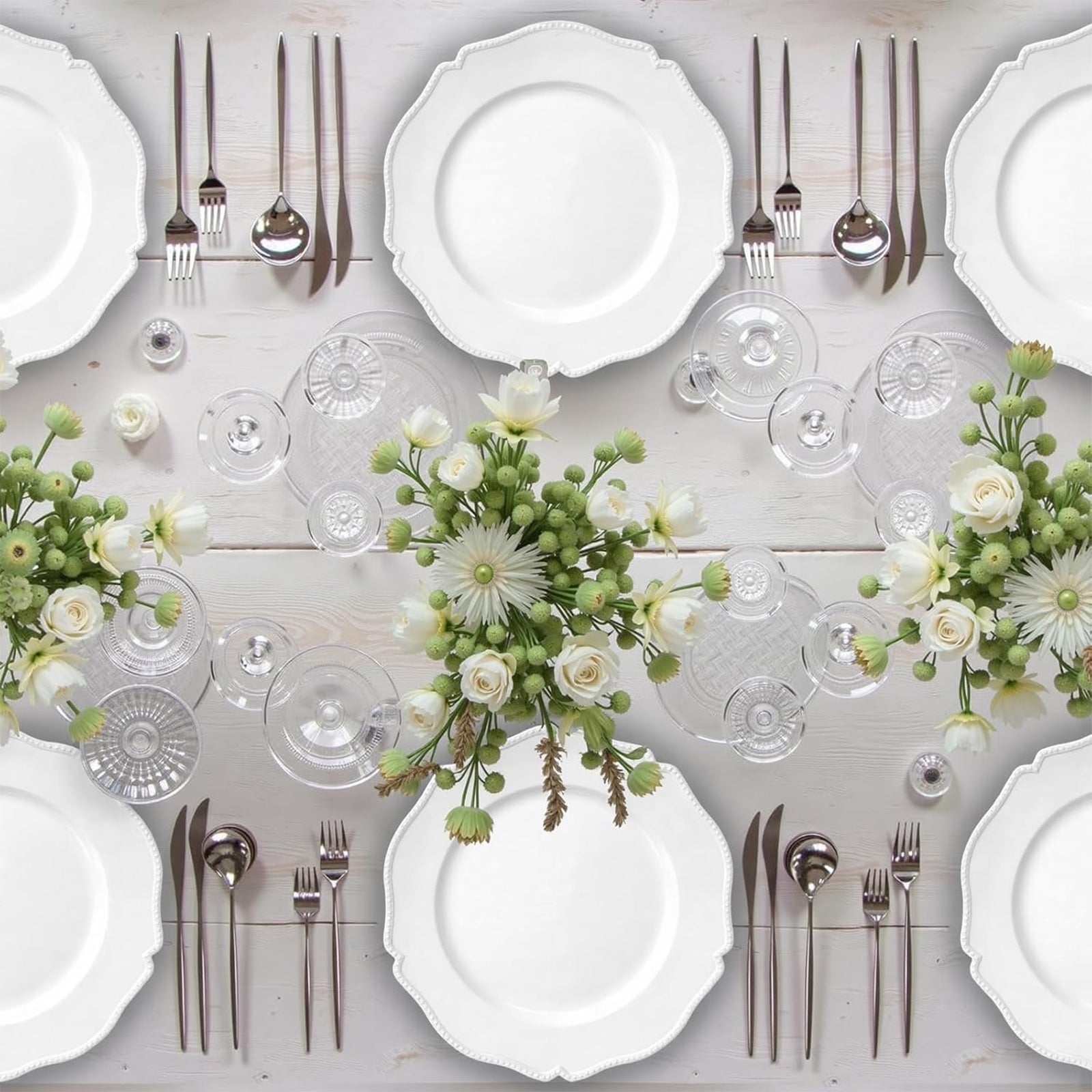Maeklon 100 Pack White Charger Plates with Beaded Rim, 13 Inch Round White Chargers for Dinner Plates, Table Chargers for Table Setting, Wedding
