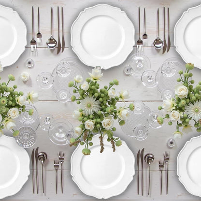 Maeklon 100 Pack White Charger Plates with Beaded Rim, 13 Inch Round White Chargers for Dinner Plates, Table Chargers for Table Setting, Wedding