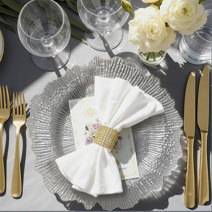 Maeklon 50 Pcs Silver Charger Plates Bulk, 13" Silver Reef Charger Plates for Wedding, Thanksgiving, Christmas, Plastic Chargers for Dinner Plates