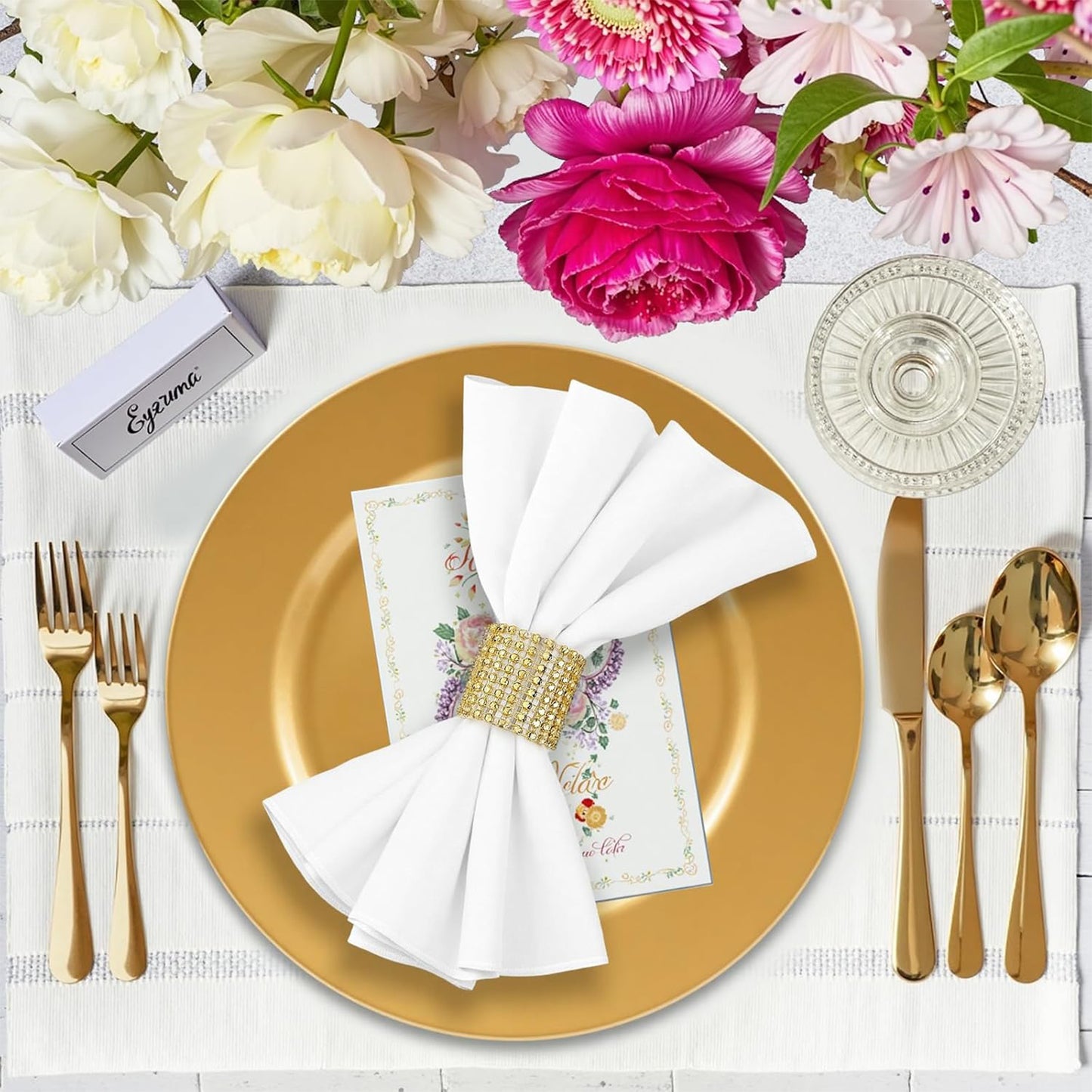 Maeklon 100 Pcs Charger Plates Bulk, 13" Gold Plate Charger for Dinner Plates, Round Wedding Chargers Plastic Dinner Plates for Table Setting Wedding Party Decoration