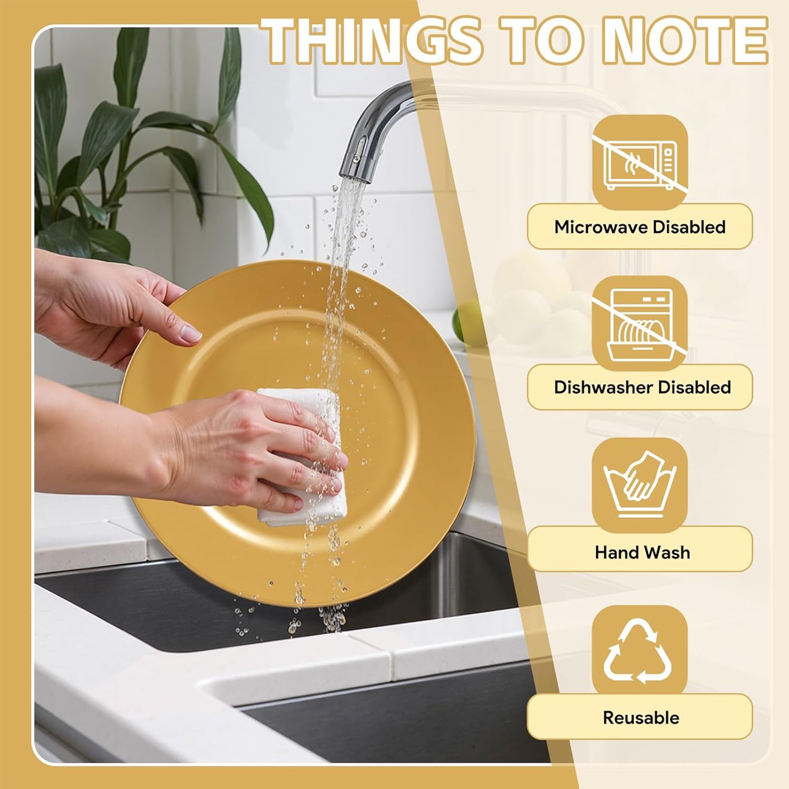 Maeklon 100 Pcs Charger Plates Bulk, 13" Gold Plate Charger for Dinner Plates, Round Wedding Chargers Plastic Dinner Plates for Table Setting Wedding Party Decoration