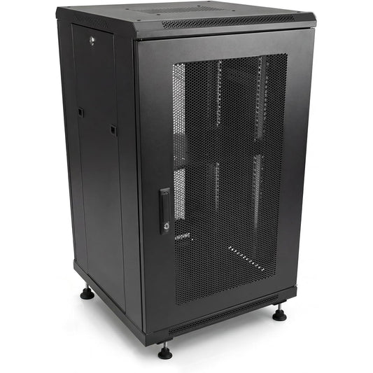 Maeklon 18U Server Rack Cabinet 19 Inch Enclosed Network Rack with Wheels | Server Rack Cabinet with Adjustable Rails, Lockable Mesh Door, Cable Management, Shelf and 992 Lbs Capacity