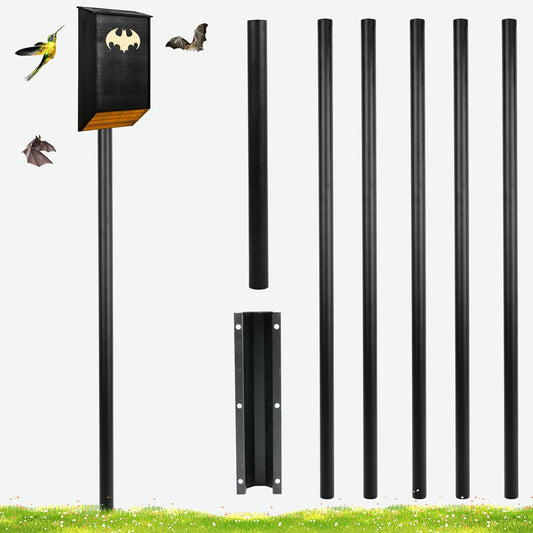 Maeklon 15 FT Telescoping Bird House Pole, Durable Bat House Pole with Ground Socket, Heavy Duty Outdoor Telescoping Bird Pole for Bat Houses, Purple Martin Houses and Wildlife Nesting