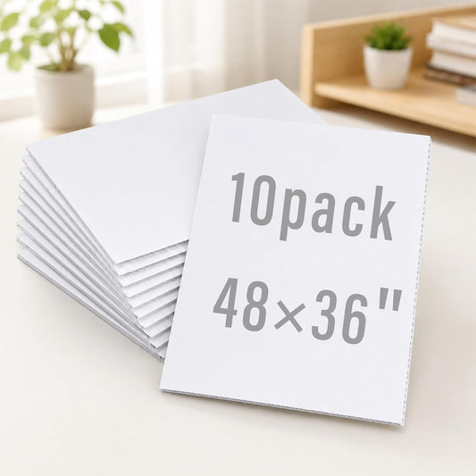 Maeklon 10 Pack Corrugated Plastic Board 48 x 36 Inch, 4mm White Sheets | White Corrugated Plastic Sheets, Lightweight Fluted Board for Signs, Crafts, Displays and DIY Projects
