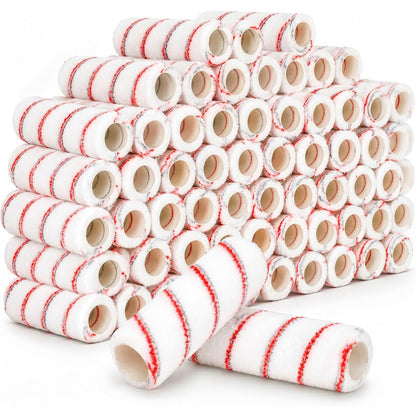 Maeklon 120 Pcs 9 Inch Paint Roller Covers, 1/2" Nap Nap Polyester Roller Refills | Red Gray Stripe Polyester Paint Roller Covers with 13mm Nap, Bulk Refills for Wall Painting, Interior and DIY Projects