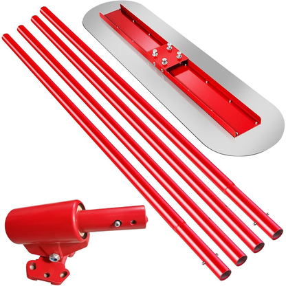 Maeklon 48''x12'' Concrete Bull Float Kit, Concrete Float with 4 Extendable Poles, Round End Stainless Steel Concrete Finishing Trowel for Plaster, Concrete Resurfacing, Custom Tiling Jobs