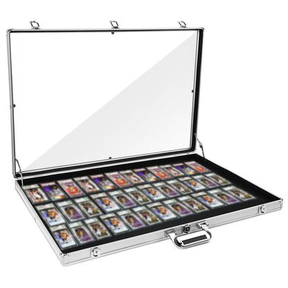 Maeklon 34"x22" Aluminum Acrylic Glass Show Display Case, Lockable Trading Card Show Case, Portable Trade Display Case with Handle, for Collectibles, Jewelry, Sport Cards