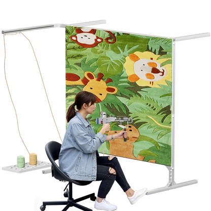 Maeklon DIY Rug Tufting Frame Kit, 19-53.5in Adjustable Tufting Fabric Rug Tufting Kit, Aluminum Metal Tufting Frame Kit, for Machine Embroidery, Sewing, Tapestry Making, Silver