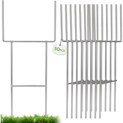Maeklon 50 Pack Yard Sign Stakes, 10" x 30" H Frame Sign Holder Stakes | Heavy Duty Galvanized Iron H Frame Stakes for Yard Signs, Real Estate Signs and Outdoor Display Boards