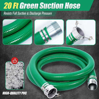 Maeklon 3 Inch Discharge Hose Pump Kit, Suction Hose Kit with Carbon Steel Filter | Includes 20 Ft Suction Hose and 65 Ft PVC Discharge Hose for Water Transfer, Drainage, Backwashing and Pump Applications