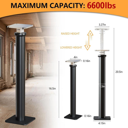 Maeklon 8 Pack Adjustable House Floor Jacks, Post Floor Jack for Leveling, 16.5-20.5 Inch Height Range, Screw Jacks for Basement, Porches, Roof Beams and Decks, 6,600 Lbs Capacity