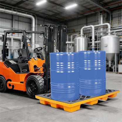 2 Drum Spill Containment Platform 2000 lbs Load Capacity, Industrial Tray | 48" x 24" Spill Containment Pallet with 20 Gallon Capacity, Heavy Duty Drum Tray for Warehouse and Industrial Storage
