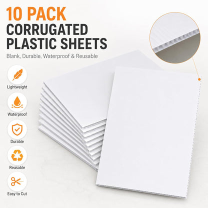 Maeklon 10 Pack Corrugated Plastic Board 48 x 36 Inch, 4mm White Sheets | White Corrugated Plastic Sheets, Lightweight Fluted Board for Signs, Crafts, Displays and DIY Projects