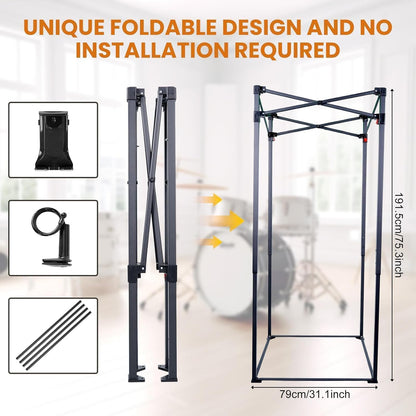 Maeklon Portable Recording Booth, 78 * 31 * 31In Foldable Soundproof Shield with Phone Holder, High-Density Acoustic Blanket Soundproof Room for Singing, Voiceover, and Podcast