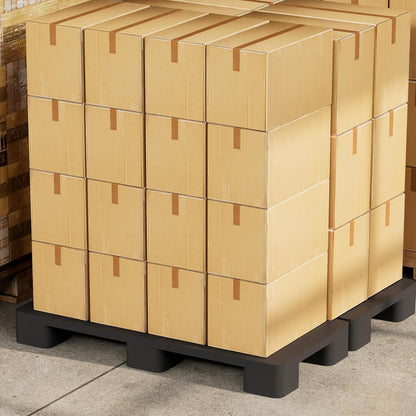 Maeklon 2 Pcs Plastic Storage Pallets, Stackable Lightweight Floor Pallets, 2000Lbs Capacity, Warehouse Stacking Pallets for Logistics and Warehousing, 40"L x 20"W x 5.5"H, Black