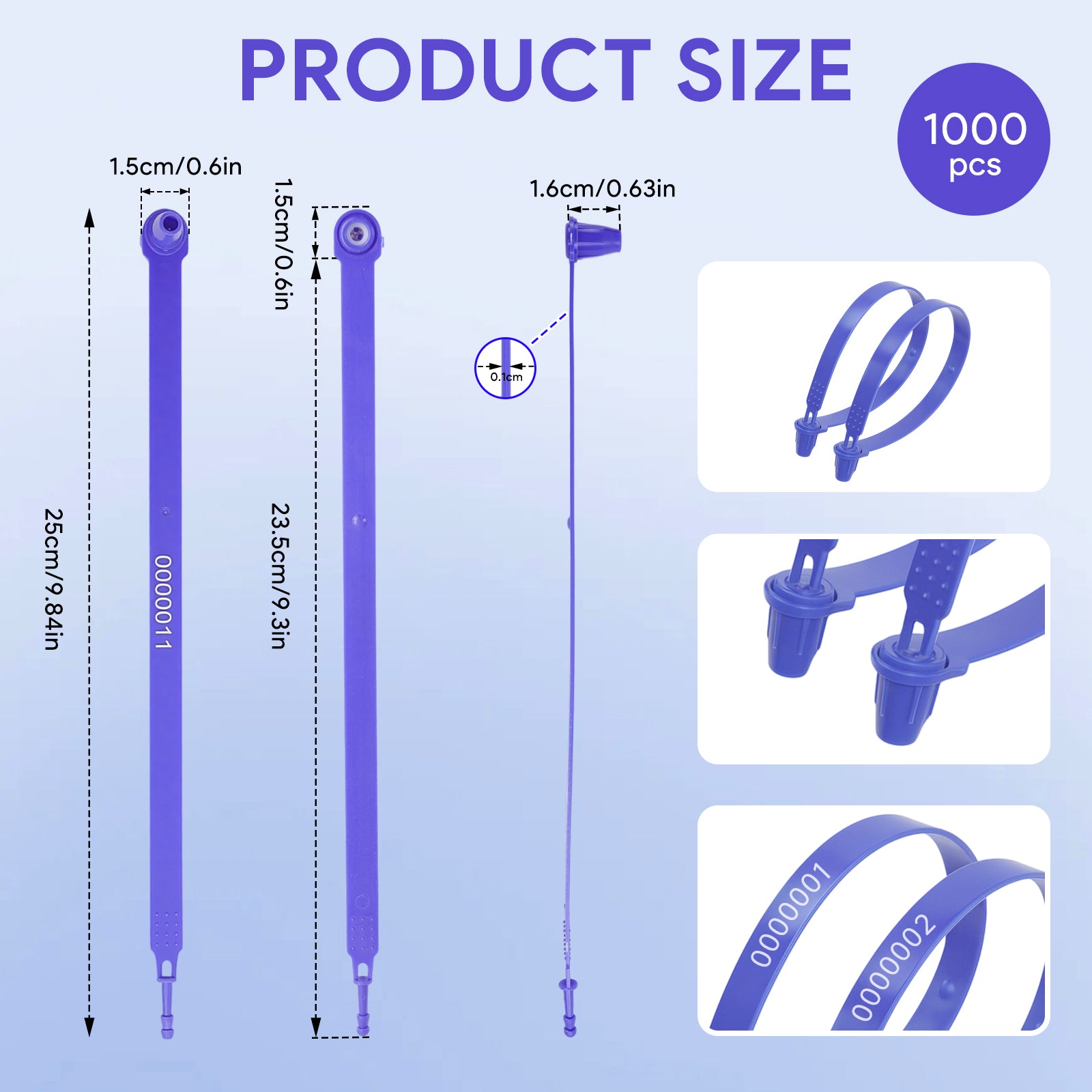 ‎Maeklon 1000 Pcs Plastic Truck Trailer Door Seals, Tamper Evident Security Tags, Safety Number Zip Ties with Labels for Trailer Logistics Transport Package Shipping, Blue