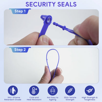 ‎Maeklon 1000 Pcs Plastic Truck Trailer Door Seals, Tamper Evident Security Tags, Safety Number Zip Ties with Labels for Trailer Logistics Transport Package Shipping, Blue