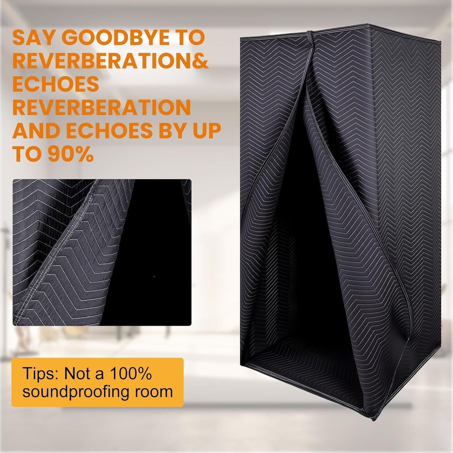 CVGIN Portable Recording Booth, 78 * 31 * 31In Foldable Soundproof Shield with Phone Holder, High-Density Acoustic Blanket Soundproof Room for Singing, Voiceover, and Podcast