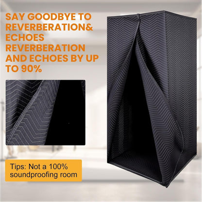 Maeklon Portable Recording Booth, 78 * 31 * 31In Foldable Soundproof Shield with Phone Holder, High-Density Acoustic Blanket Soundproof Room for Singing, Voiceover, and Podcast