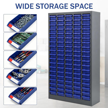 100 Drawer Parts Cabinet, Bolt and Nut Tool Storage Organizer | 25.6"x8.7"x45.3" Multi-Drawer Hardware Organizer for Screws, Fasteners and Small Parts in Garages, Workshops and Workbench