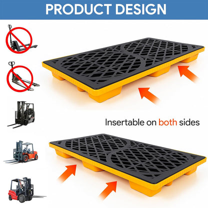 2 Drum Spill Containment Platform 2000 lbs Load Capacity, Industrial Tray | 48" x 24" Spill Containment Pallet with 20 Gallon Capacity, Heavy Duty Drum Tray for Warehouse and Industrial Storage
