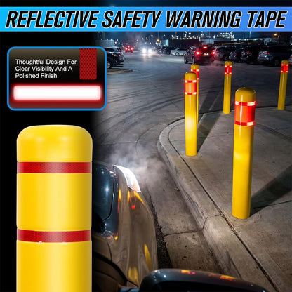 Maeklon Bollard Cover 5"x52" Yellow Safety Sleeve for Parking Posts | High Visibility Yellow Bollard Sleeve with Foam Padding Strips, Fits 5 Inch Posts for Parking Lots, Garages and Traffic Areas