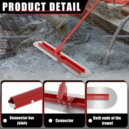 Maeklon 48''x12'' Concrete Bull Float Kit, Concrete Float with 4 Extendable Poles, Round End Stainless Steel Concrete Finishing Trowel for Plaster, Concrete Resurfacing, Custom Tiling Jobs