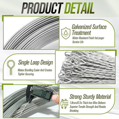 Maeklon 14 Gauge Bale Wire, 14 Ft Galvanized Steel Baling Wire for Manual Baler | 160 Pack 14 Ft Bale Wire for Vertical and Horizontal Baler, Cardboard Recycling and Waste Bundling