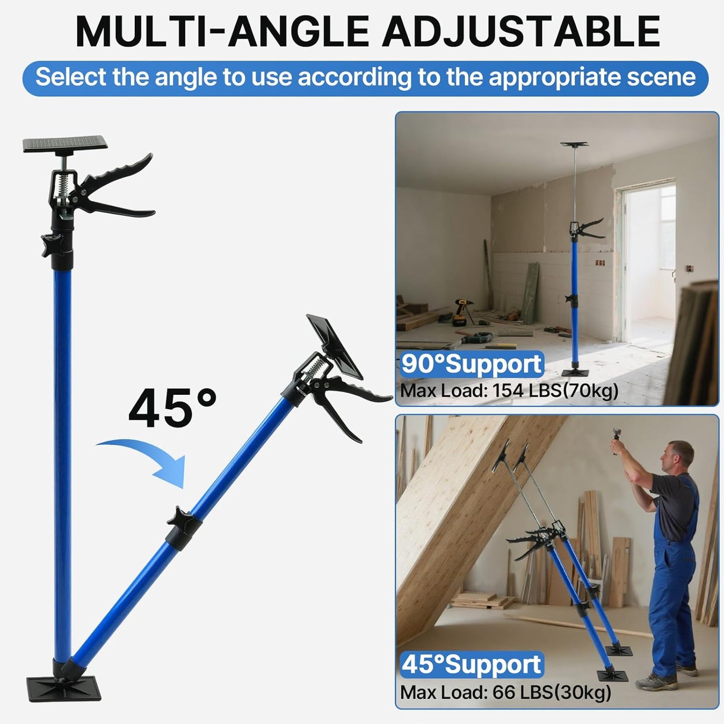 Maeklon 6 Pack Cabinet Jack Support Pole, 12.2" to 115" Third Hand Tools, Supports Up to 154Lbs, Adjustable Support Pole for Construction Rods, Cabinet Jacks, Cargo Bars