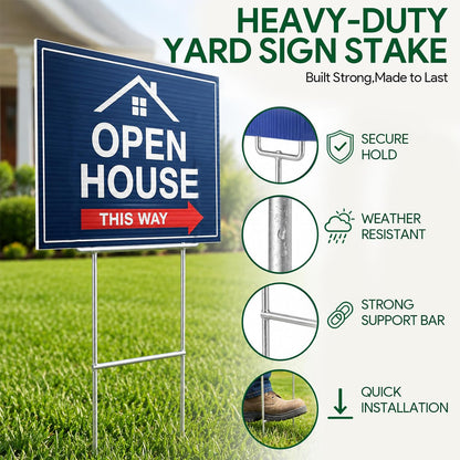 Maeklon 50 Pack Yard Sign Stakes, 10" x 30" H Frame Sign Holder Stakes | Heavy Duty Galvanized Iron H Frame Stakes for Yard Signs, Real Estate Signs and Outdoor Display Boards