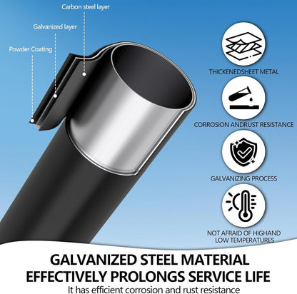 Maeklon 16 Ft Tall Street Light Pole, Outdoor Adjustable Stainless Steel Street Llight Pole,Street Light Installation Pole with Mounting Rebar Cage Base Accessory, for Parking Lot, Walkway (Black)