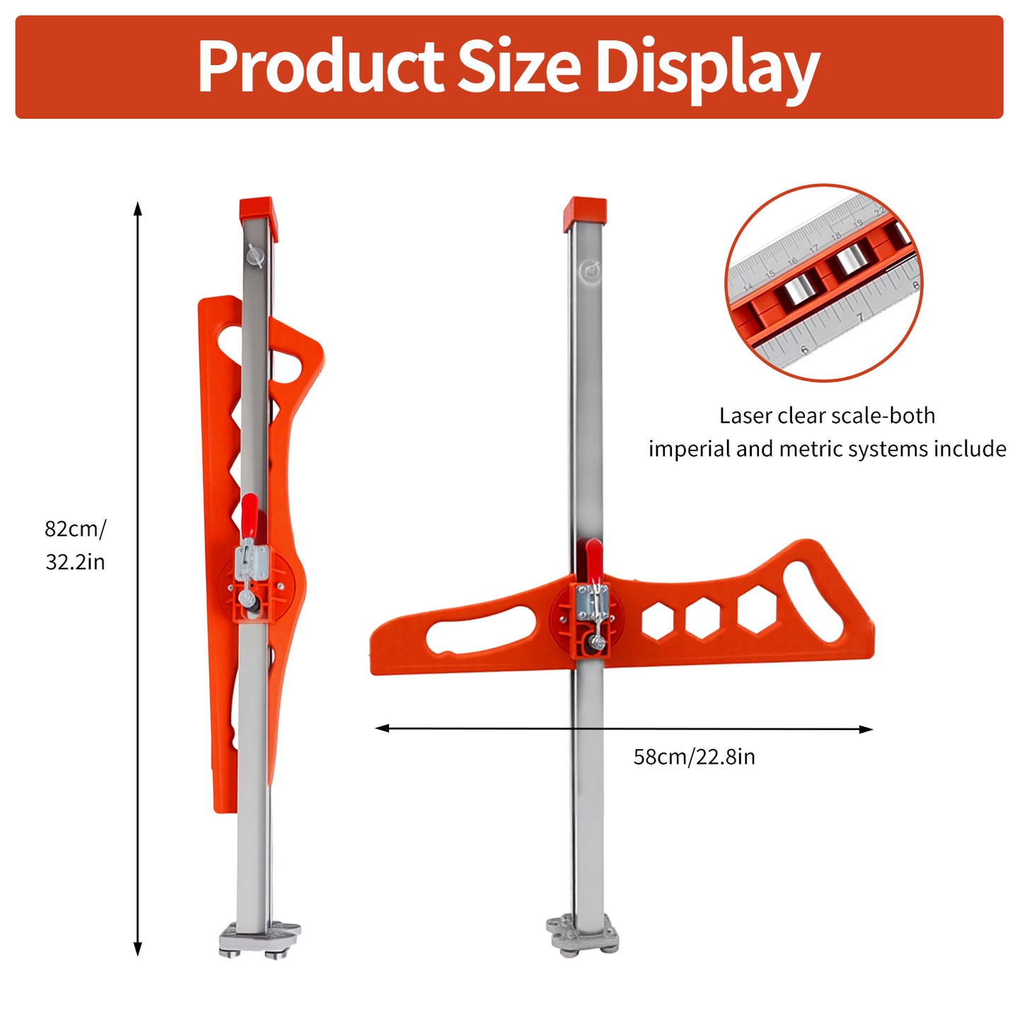 Maeklon Foldable Drywall Cutting Tool, Hand Push Drywall Cutout with 19 Wheels, 1.5 to 61cm Cutting width, Adjustable Plasterboard Cutter, for Wall, Decoration, Build