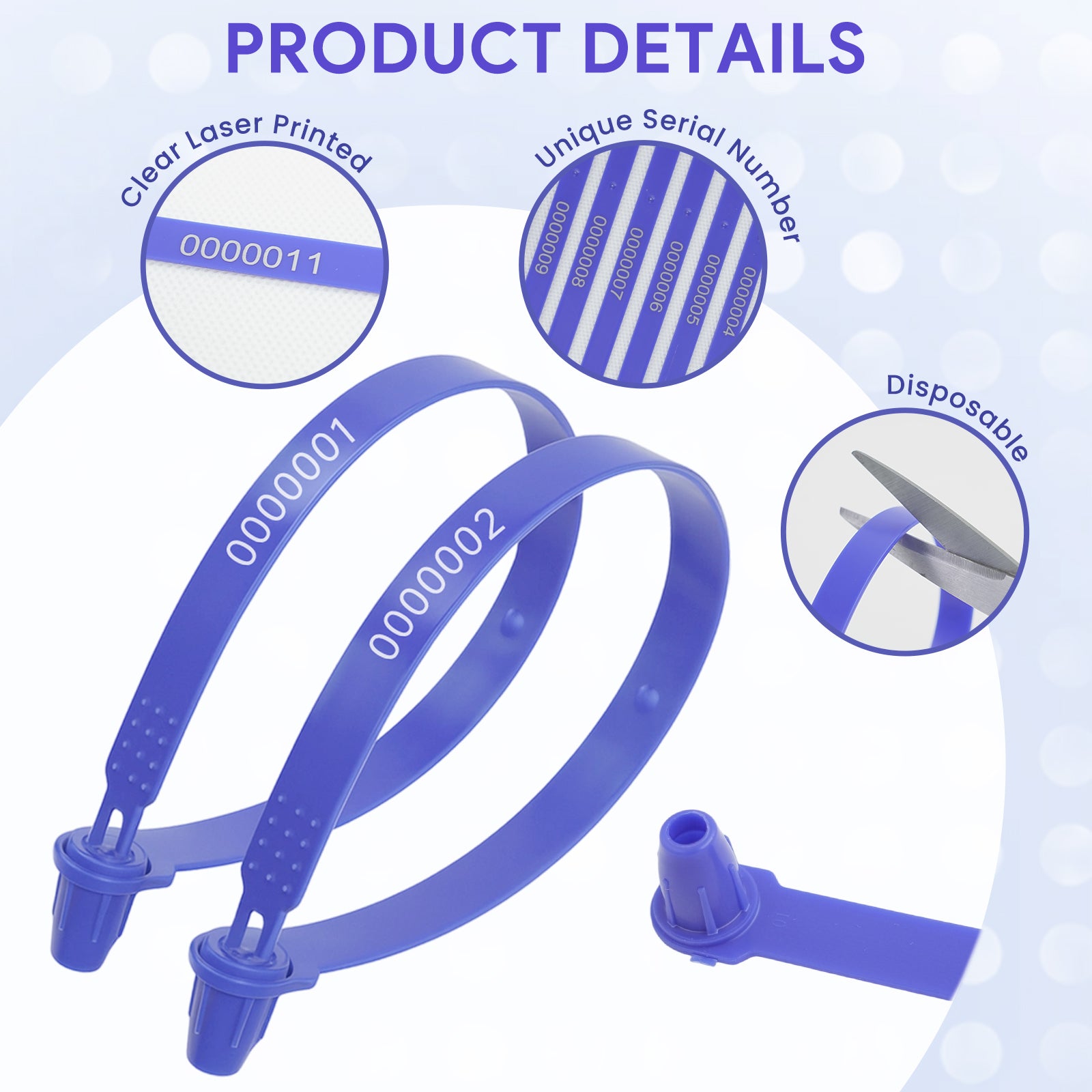 ‎Maeklon 1000 Pcs Plastic Truck Trailer Door Seals, Tamper Evident Security Tags, Safety Number Zip Ties with Labels for Trailer Logistics Transport Package Shipping, Blue