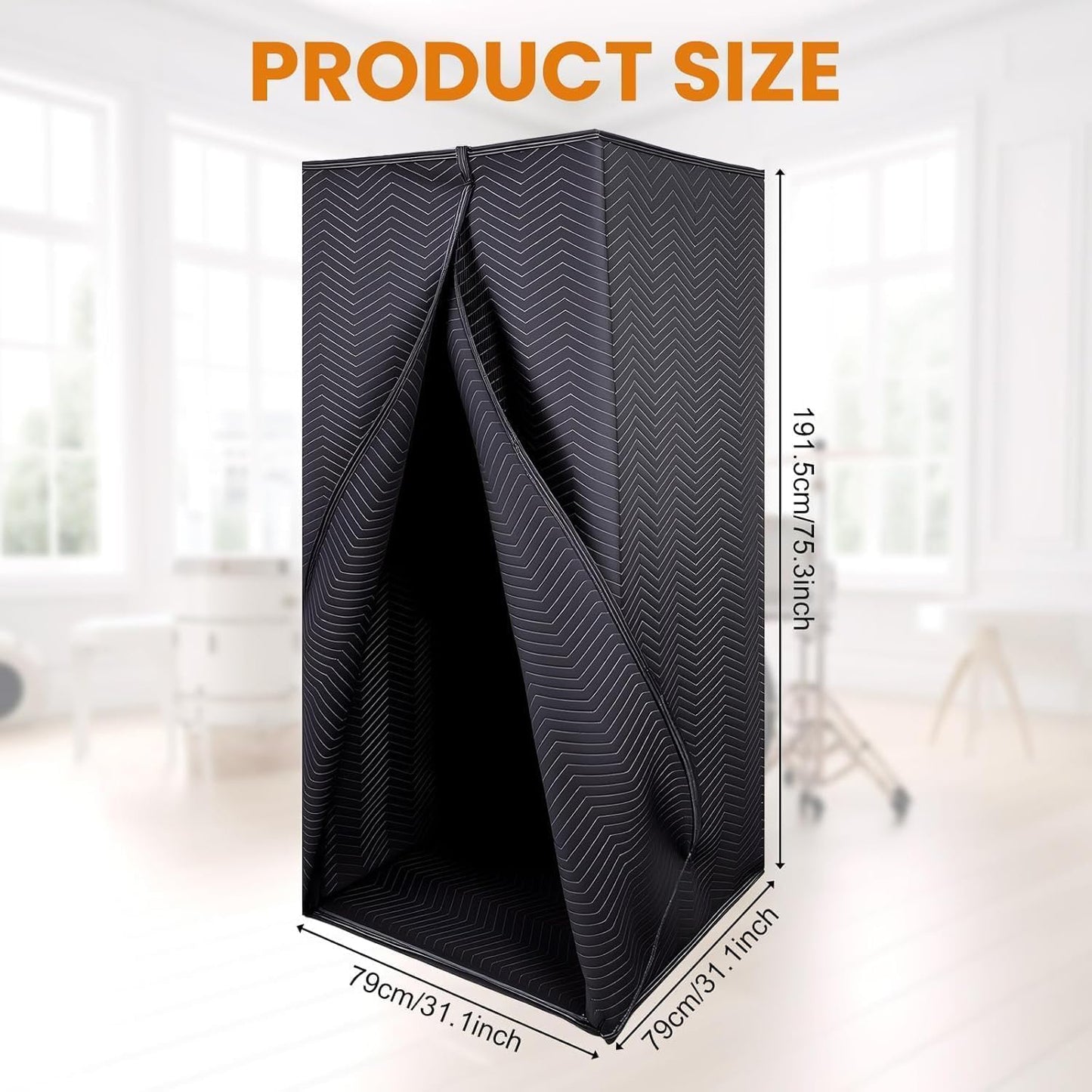 CVGIN Portable Recording Booth, 78 * 31 * 31In Foldable Soundproof Shield with Phone Holder, High-Density Acoustic Blanket Soundproof Room for Singing, Voiceover, and Podcast