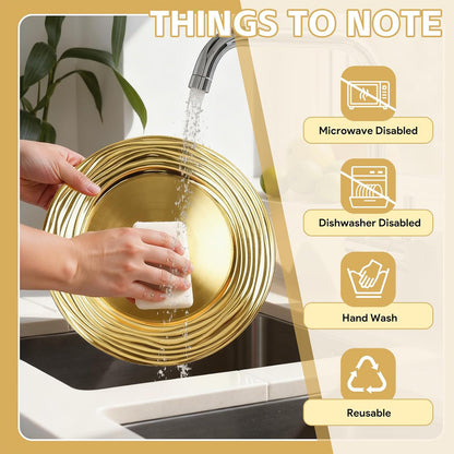 Maeklon 100 Pcs 13 Inch Charger Plates Bulk,Premium Round Gold Chargers for Dinner Plates, Plastic Dinner Gold Chargers for Table Setting Wedding Party Decoration