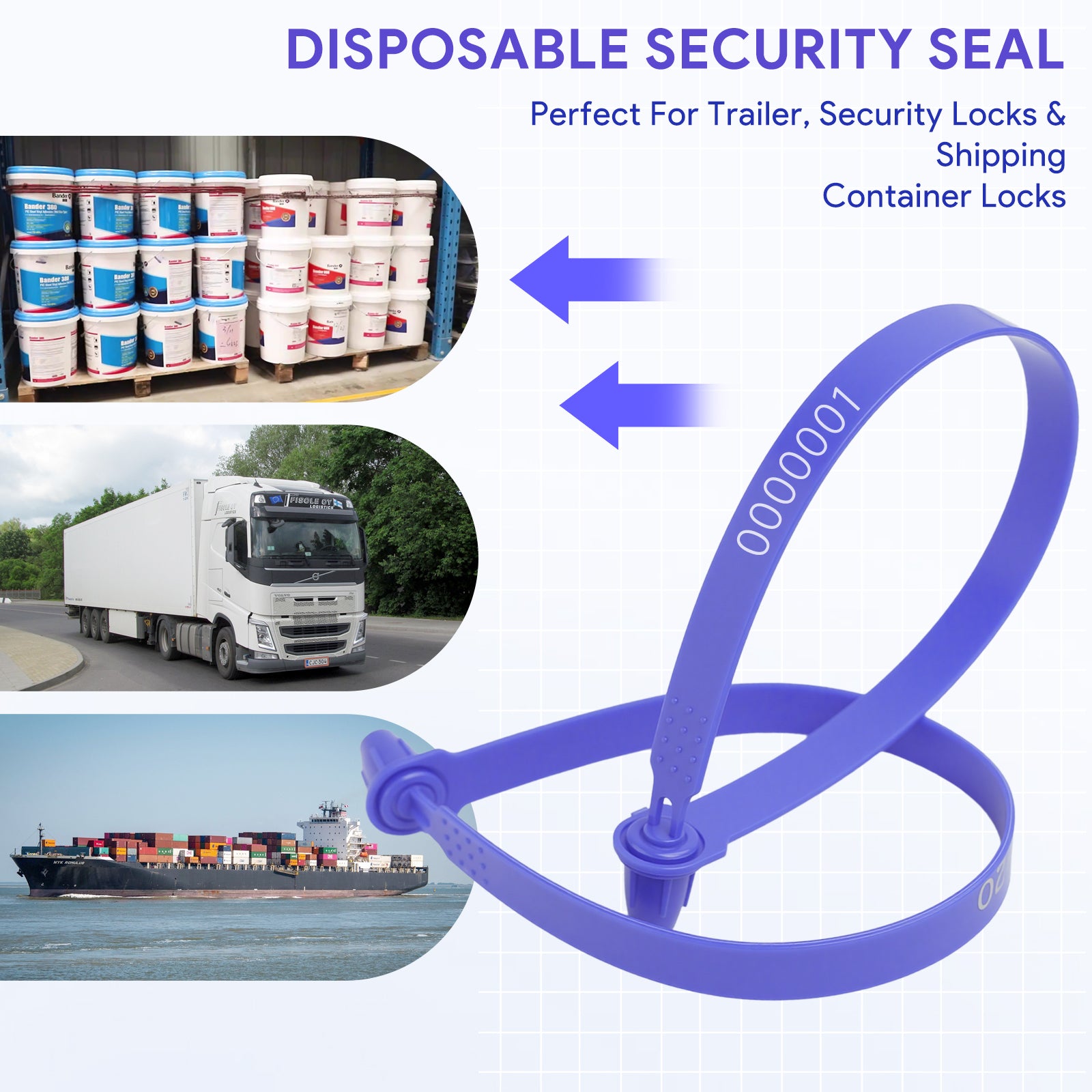 ‎Maeklon 1000 Pcs Plastic Truck Trailer Door Seals, Tamper Evident Security Tags, Safety Number Zip Ties with Labels for Trailer Logistics Transport Package Shipping, Blue
