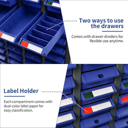 100 Drawer Parts Cabinet, Bolt and Nut Tool Storage Organizer | 25.6"x8.7"x45.3" Multi-Drawer Hardware Organizer for Screws, Fasteners and Small Parts in Garages, Workshops and Workbench