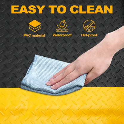 Maeklon 3 FT x 5 FT Anti Fatigue Mat, 15/16 Inch Thick Soft Sponge Ergonomic Mat, Non-Slip Industrial Grade Floor Mat, Easy to Clean, for Kitchen, Garage, Work, Shop, Black with Yellow Border