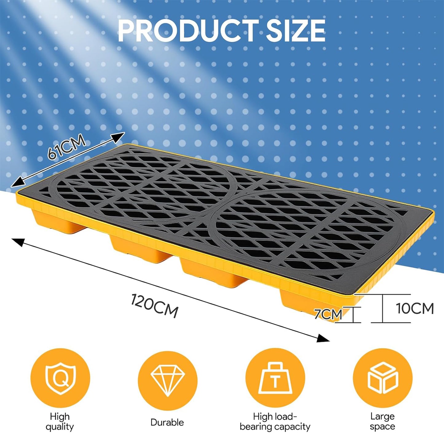 2 Drum Spill Containment Platform 2000 lbs Load Capacity, Industrial Tray | 48" x 24" Spill Containment Pallet with 20 Gallon Capacity, Heavy Duty Drum Tray for Warehouse and Industrial Storage
