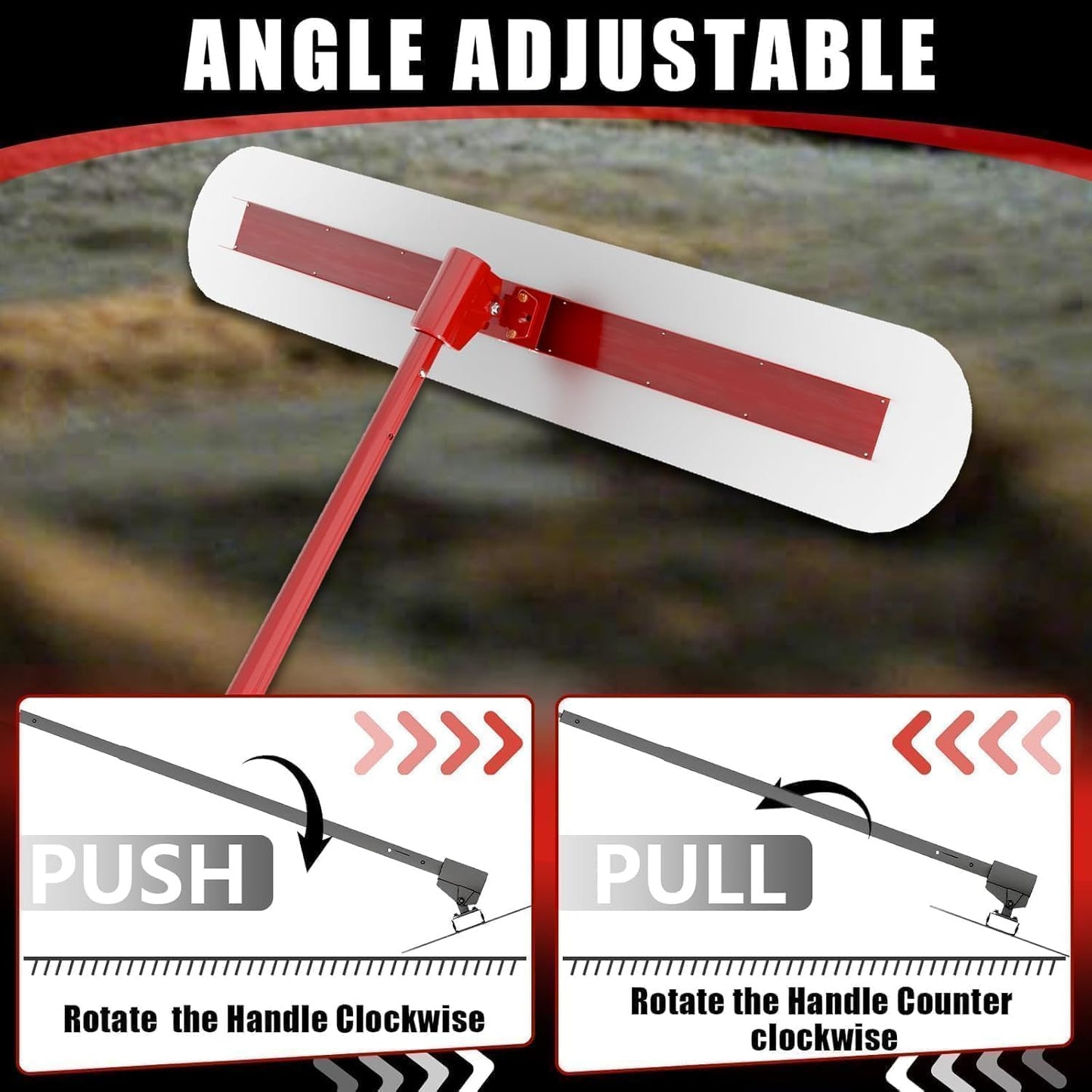 Maeklon 48''x12'' Concrete Bull Float Kit, Concrete Float with 4 Extendable Poles, Round End Stainless Steel Concrete Finishing Trowel for Plaster, Concrete Resurfacing, Custom Tiling Jobs
