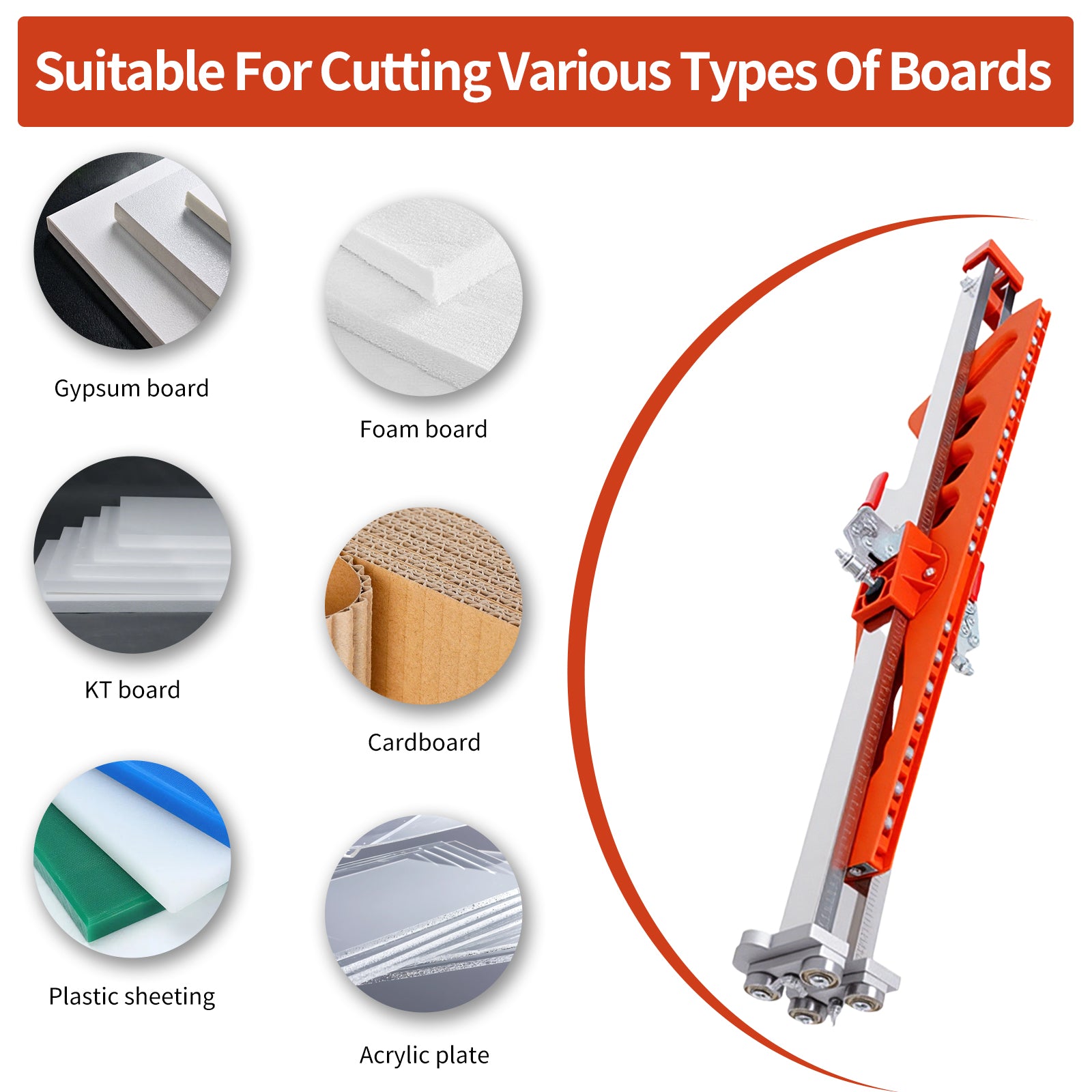 Maeklon Foldable Drywall Cutting Tool, Hand Push Drywall Cutout with 19 Wheels, 1.5 to 61cm Cutting width, Adjustable Plasterboard Cutter, for Wall, Decoration, Build