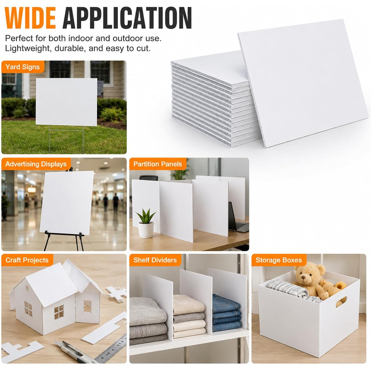 Maeklon 10 Pack Corrugated Plastic Board 48 x 36 Inch, 4mm White Sheets | White Corrugated Plastic Sheets, Lightweight Fluted Board for Signs, Crafts, Displays and DIY Projects