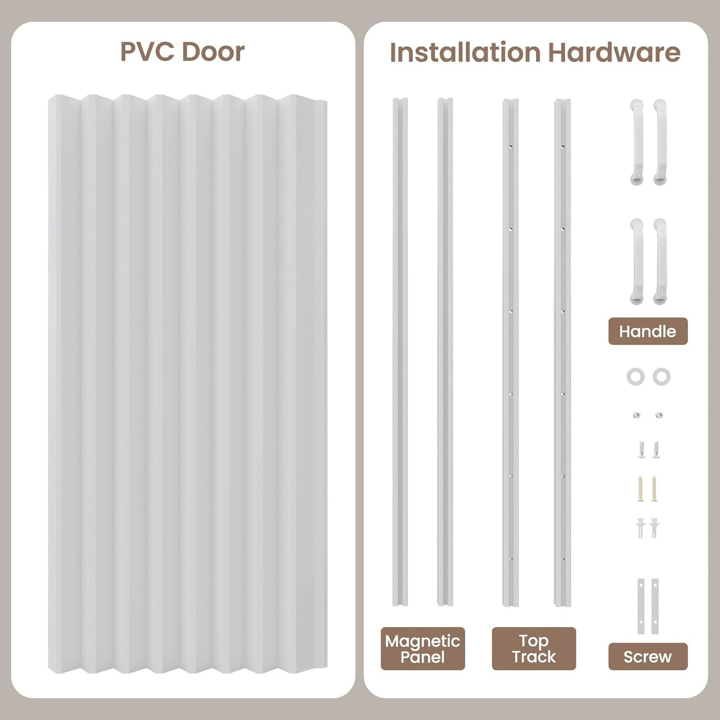 Maeklon 59 X 78 in PVC Accordion Door, Folding Accordion Doors, Bifold Portable Interior Folding Door with Mounting Hardware, Handle, for Closet Bathroom Doorways, White