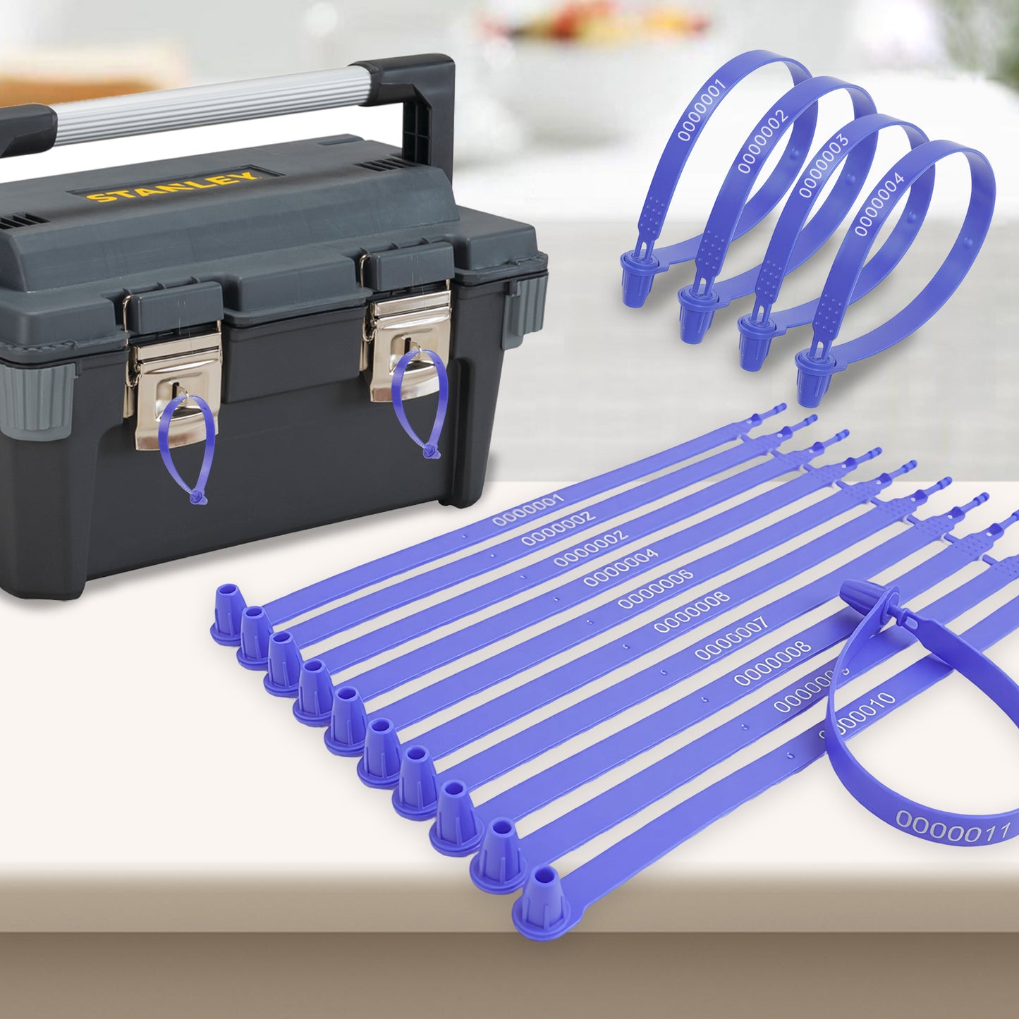 ‎Maeklon 1000 Pcs Plastic Truck Trailer Door Seals, Tamper Evident Security Tags, Safety Number Zip Ties with Labels for Trailer Logistics Transport Package Shipping, Blue