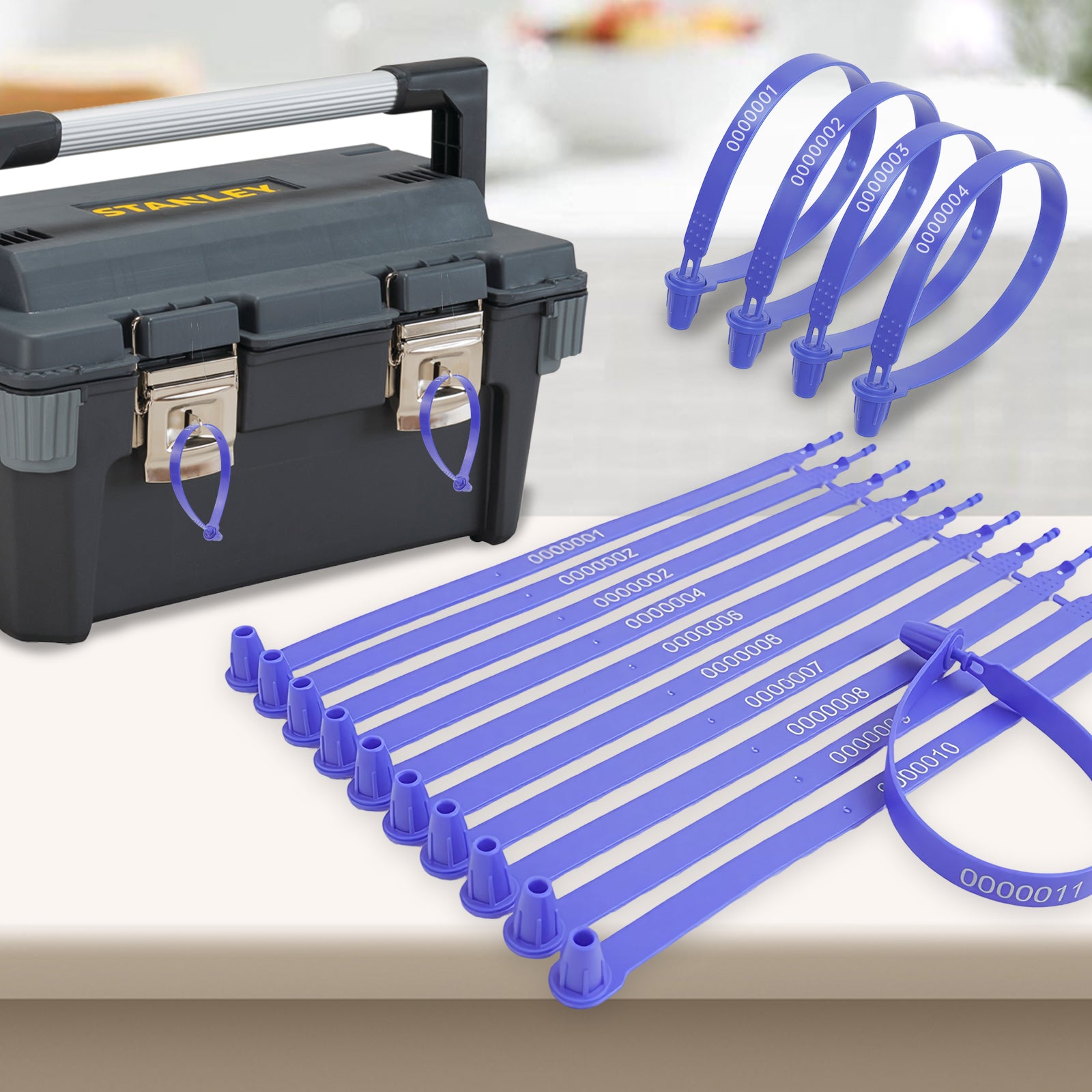 ‎Maeklon 1000 Pcs Plastic Truck Trailer Door Seals, Tamper Evident Security Tags, Safety Number Zip Ties with Labels for Trailer Logistics Transport Package Shipping, Blue