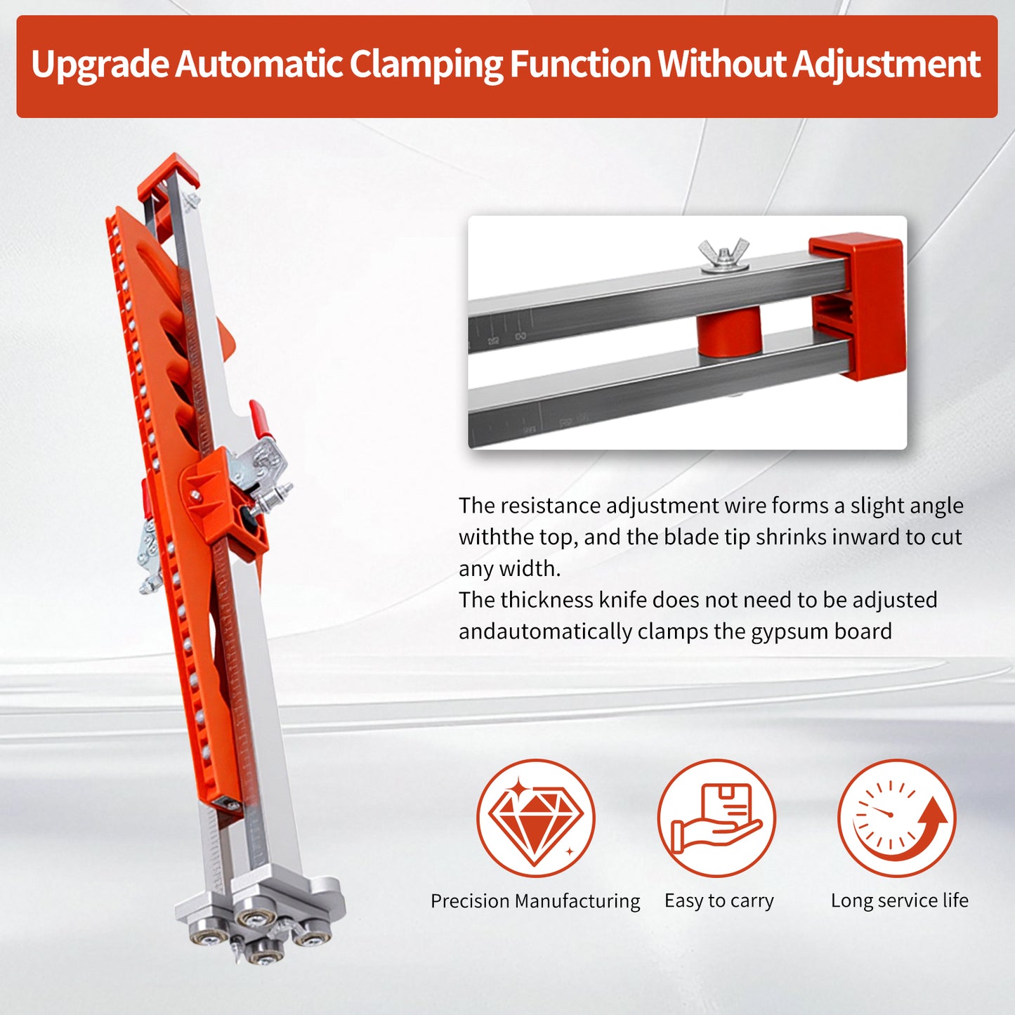 Maeklon Foldable Drywall Cutting Tool, Hand Push Drywall Cutout with 19 Wheels, 1.5 to 61cm Cutting width, Adjustable Plasterboard Cutter, for Wall, Decoration, Build